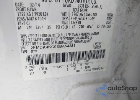 2014 Ford Edge Limited from USA, damaged, VIN 2FMDK4KC0EBA54281